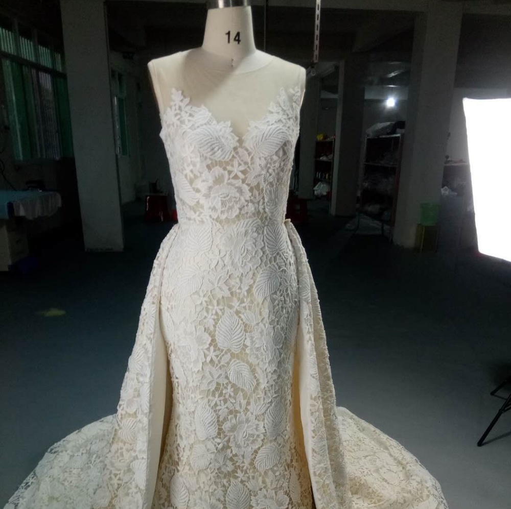 Lace wedding gown bundle with "detachable train"